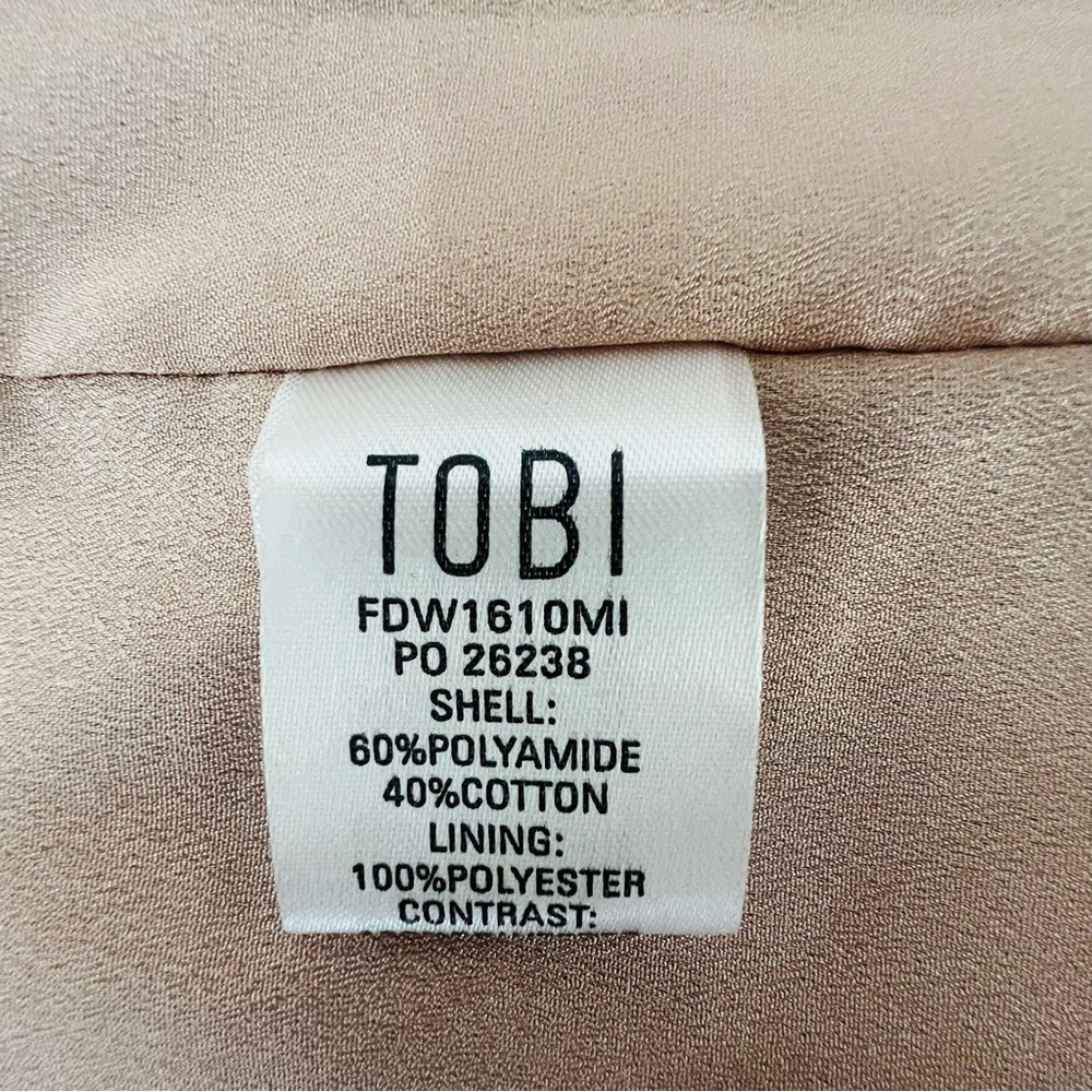 TOBI Blush Pink Nude Lace Scallop Plunge Chiffon Mini Dress Bell Sleeve … - Picture 11 of 16
